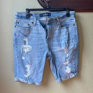 Light Wash Hollister Ripped Denim Shorts
